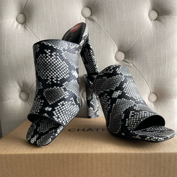 Le Château Black & White Snake Print Mules Size 9 - Picture 2 of 5